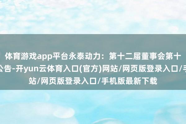 体育游戏app平台永泰动力：第十二届董事会第十九次会议方案公告-开yun云体育入口(官方)网站/网页版登录入口/手机版最新下载